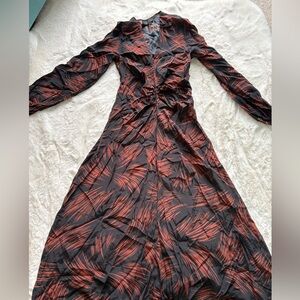 No. 6 Black Maxi Dress with Red Brushstroke Print